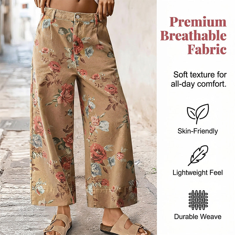 🌿MEGA-DEAL 51% RABATT! 👖 Damen Cropped Jeans – Schicker Blumendruck & Lässige Weite Passform ☀️✨