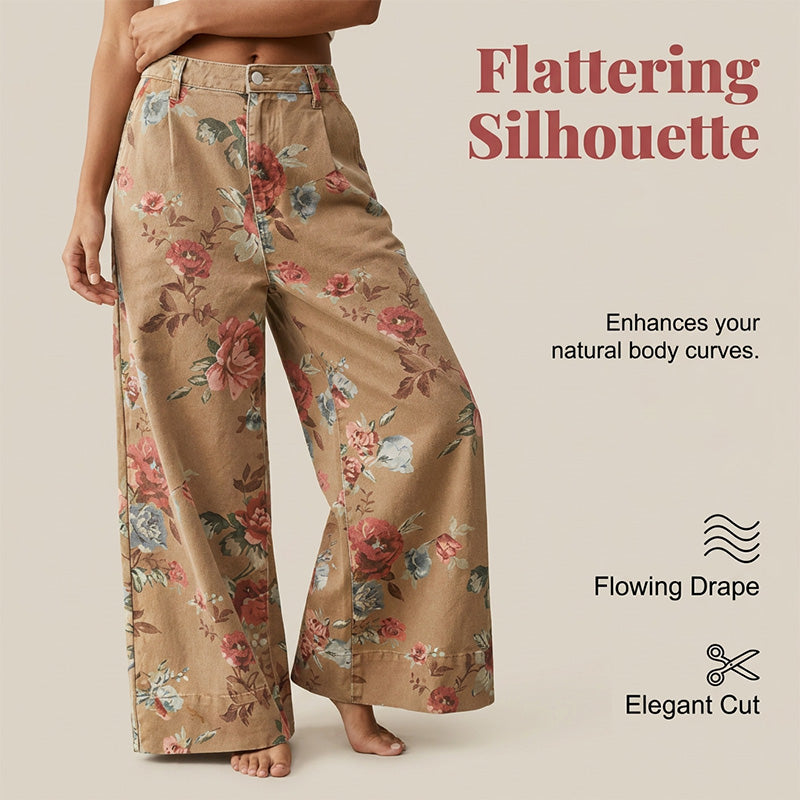 🌿MEGA-DEAL 51% RABATT! 👖 Damen Cropped Jeans – Schicker Blumendruck & Lässige Weite Passform ☀️✨