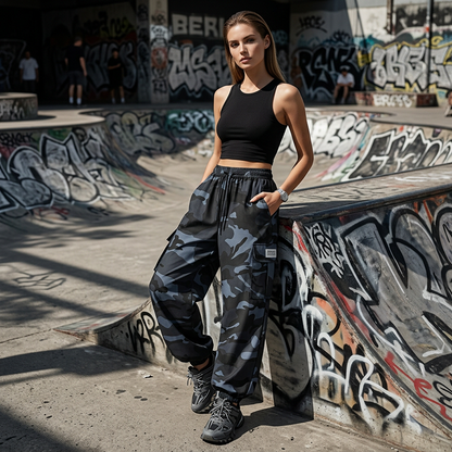 😎Women's Casual Camouflage Pants with Drawstring👖Baggy Fit. Clean Look. Serious Comfort 😍