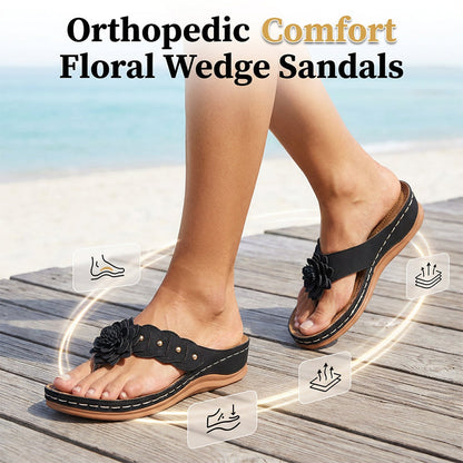 🌷Damen Floral Zehenstegsandalen mit Fußgewölbestütze 🌸 Leicht, Stylisch & Unglaublich Bequem