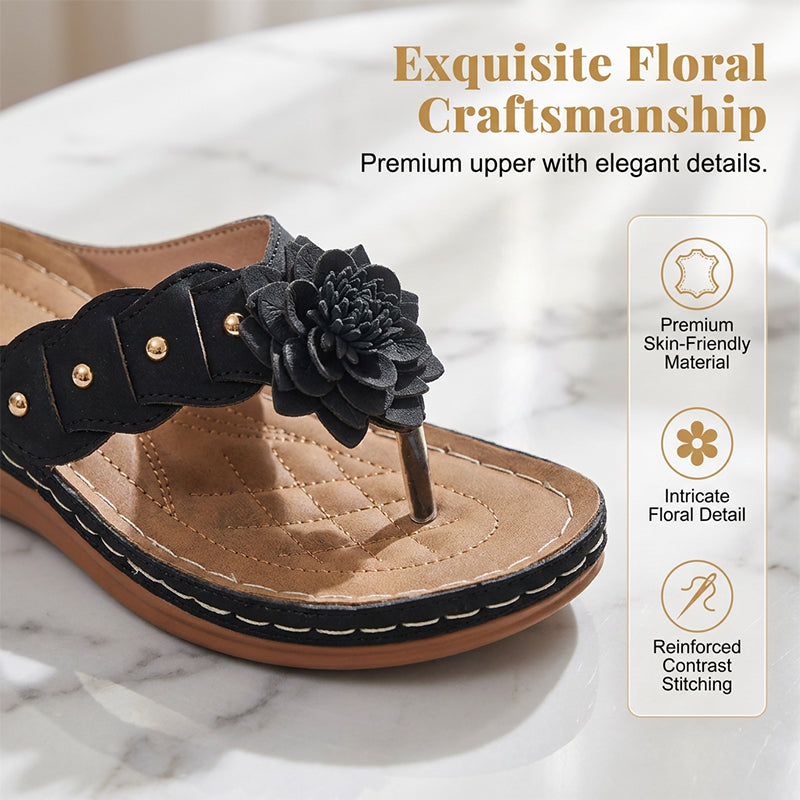 🌷Damen Floral Zehenstegsandalen mit Fußgewölbestütze 🌸 Leicht, Stylisch & Unglaublich Bequem