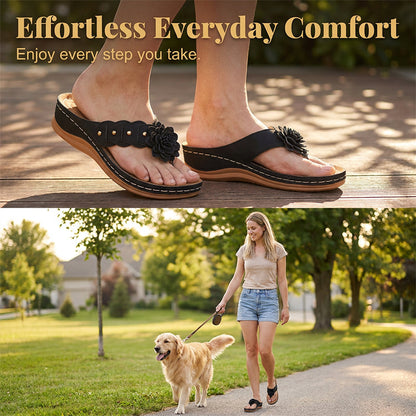 🌷Damen Floral Zehenstegsandalen mit Fußgewölbestütze 🌸 Leicht, Stylisch & Unglaublich Bequem
