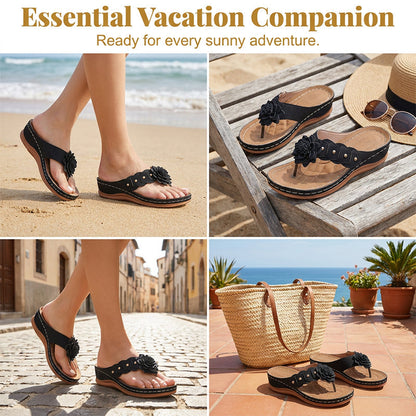 🌷Damen Floral Zehenstegsandalen mit Fußgewölbestütze 🌸 Leicht, Stylisch & Unglaublich Bequem