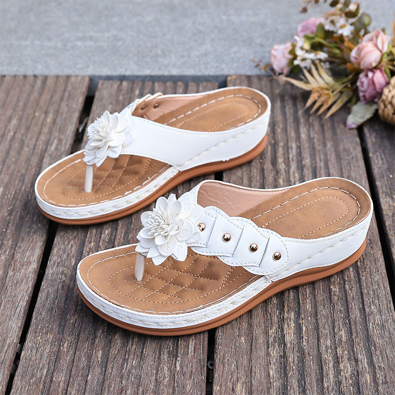 🌷Damen Floral Zehenstegsandalen mit Fußgewölbestütze 🌸 Leicht, Stylisch & Unglaublich Bequem