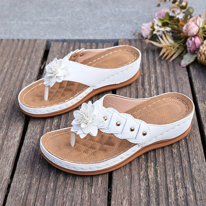 🌷Damen Floral Zehenstegsandalen mit Fußgewölbestütze 🌸 Leicht, Stylisch & Unglaublich Bequem