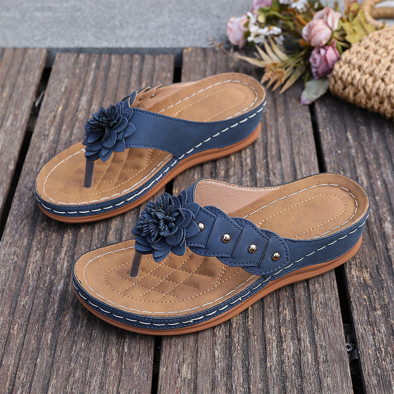 🌷Damen Floral Zehenstegsandalen mit Fußgewölbestütze 🌸 Leicht, Stylisch & Unglaublich Bequem