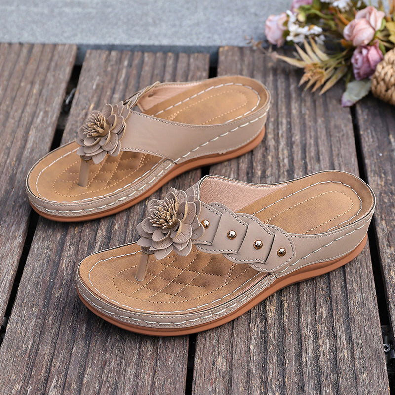 🌷Damen Floral Zehenstegsandalen mit Fußgewölbestütze 🌸 Leicht, Stylisch & Unglaublich Bequem