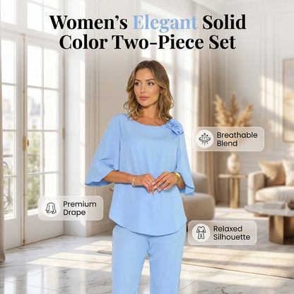 ☁️Women's Elegant Solid Color Two-Piece Set🌸Soft, Flattering & Seriously Classy 😍