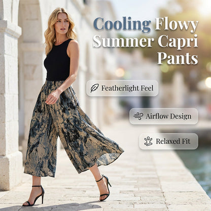 💫Women's Summer Wide-Leg Capri Pants - Stay Cool & Look Effortless ✨