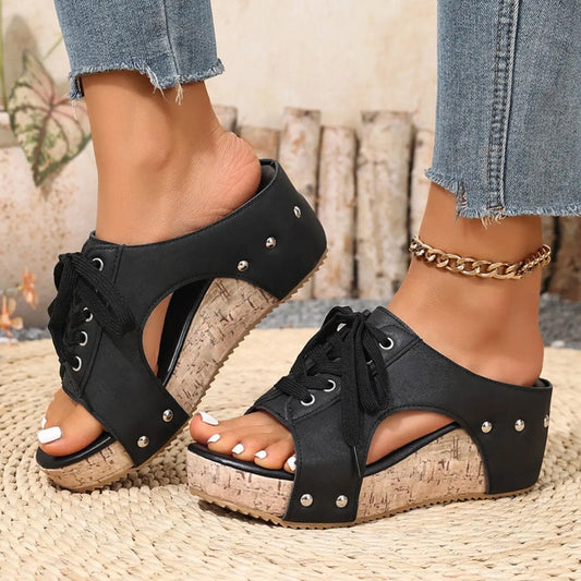 👡Women's Peep-Toe Platform Wedge Sandals - Comfy, Flattering & Easy To Slip On✨