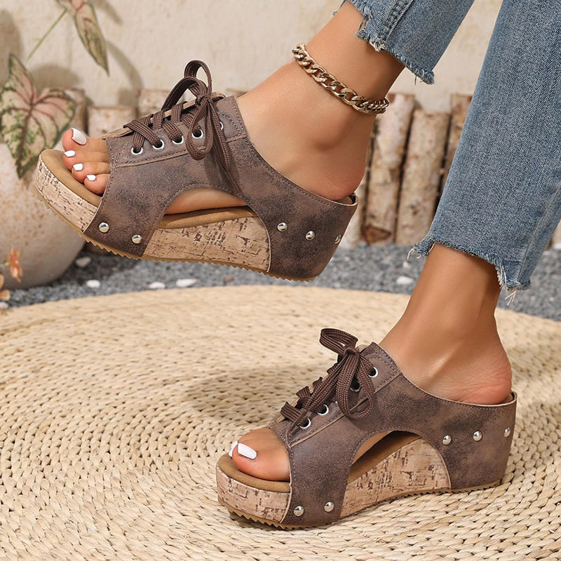 👡Women's Peep-Toe Platform Wedge Sandals - Comfy, Flattering & Easy To Slip On✨