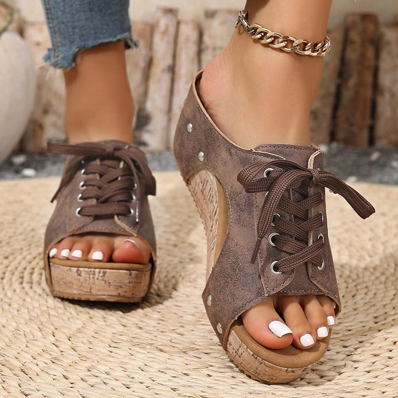 👡Women's Peep-Toe Platform Wedge Sandals - Comfy, Flattering & Easy To Slip On✨
