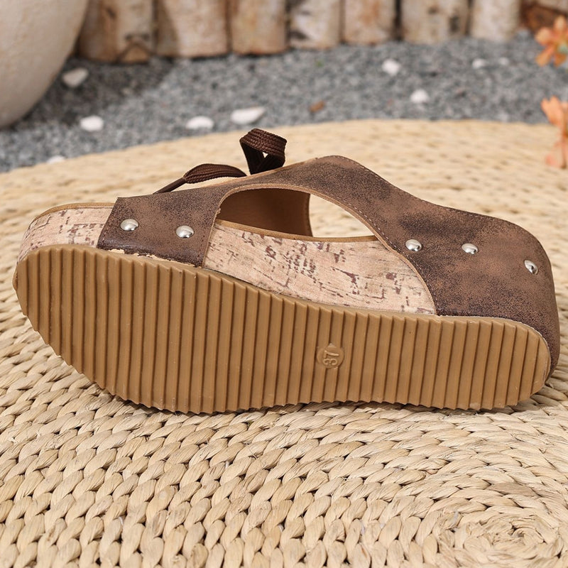 👡Women's Peep-Toe Platform Wedge Sandals - Comfy, Flattering & Easy To Slip On✨