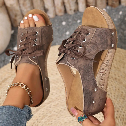 👡Women's Peep-Toe Platform Wedge Sandals - Comfy, Flattering & Easy To Slip On✨