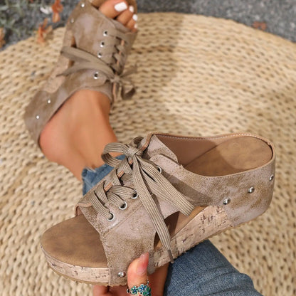 👡Women's Peep-Toe Platform Wedge Sandals - Comfy, Flattering & Easy To Slip On✨