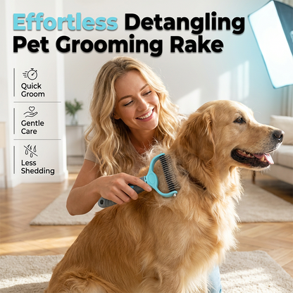 🐾Say Goodbye To Tangled Fur & Shedding✨Dual-Sided Pet Grooming Rake for Dogs & Cats