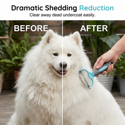 🐾Say Goodbye To Tangled Fur & Shedding✨Dual-Sided Pet Grooming Rake for Dogs & Cats