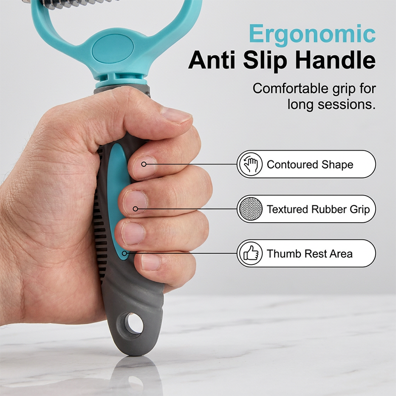 🐾Say Goodbye To Tangled Fur & Shedding✨Dual-Sided Pet Grooming Rake for Dogs & Cats