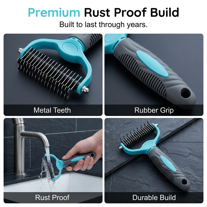 🐾Say Goodbye To Tangled Fur & Shedding✨Dual-Sided Pet Grooming Rake for Dogs & Cats