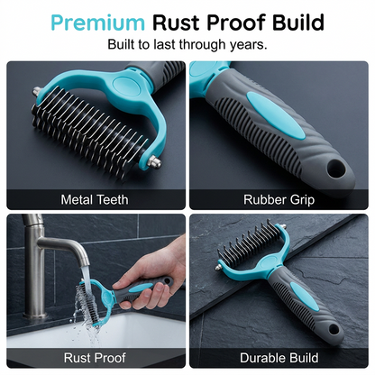 🐾Say Goodbye To Tangled Fur & Shedding✨Dual-Sided Pet Grooming Rake for Dogs & Cats