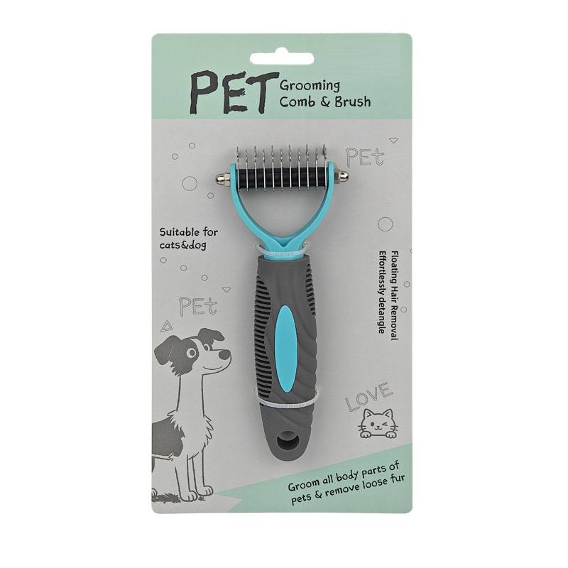 🐾Say Goodbye To Tangled Fur & Shedding✨Dual-Sided Pet Grooming Rake for Dogs & Cats