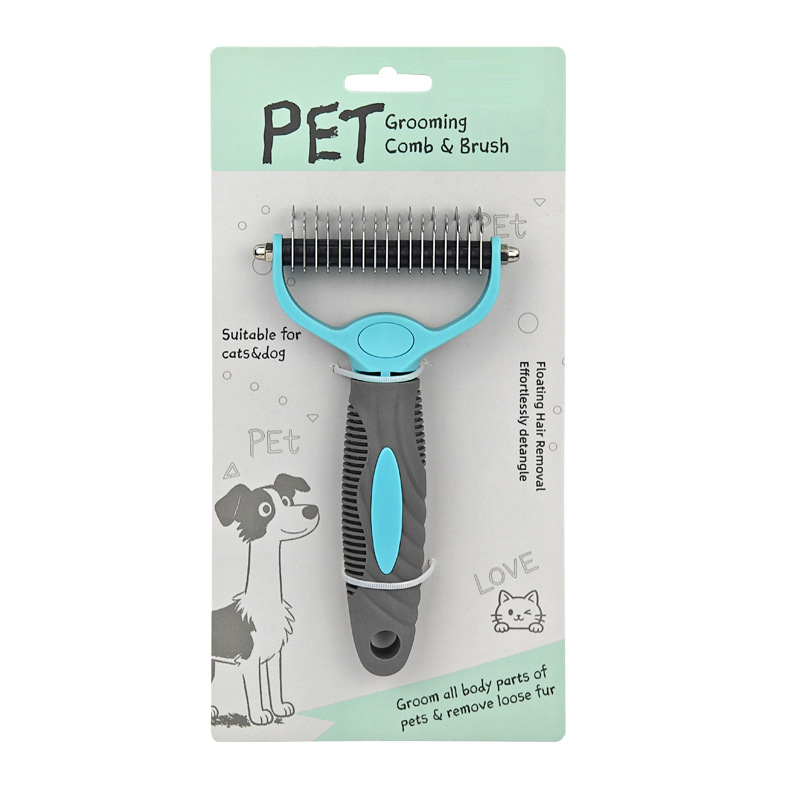 🐾Say Goodbye To Tangled Fur & Shedding✨Dual-Sided Pet Grooming Rake for Dogs & Cats