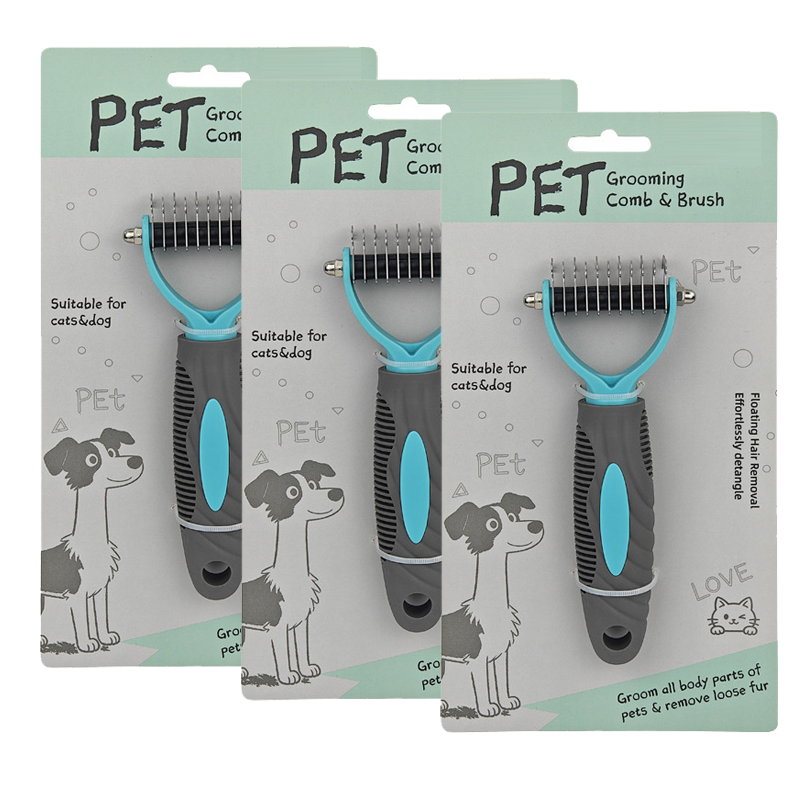 🐾Say Goodbye To Tangled Fur & Shedding✨Dual-Sided Pet Grooming Rake for Dogs & Cats