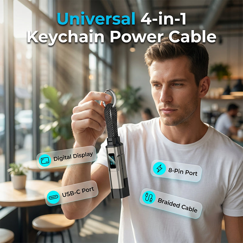 🔥HOT SALE 61% OFF🔥4-in-1 Digital Display Keychain Charging Cable