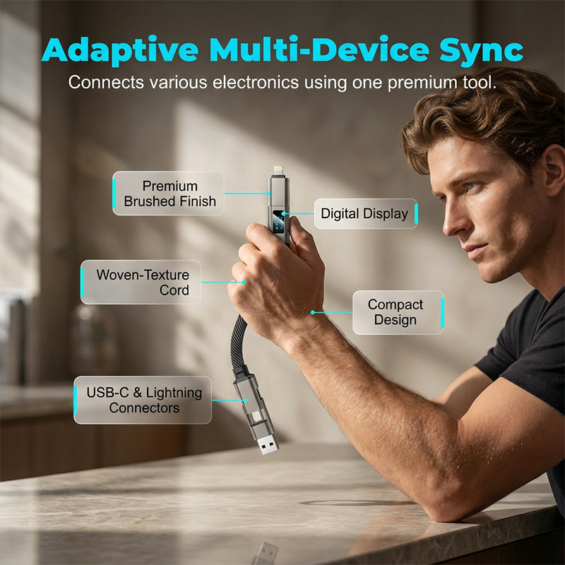 🔥HOT SALE 61% OFF🔥4-in-1 Digital Display Keychain Charging Cable