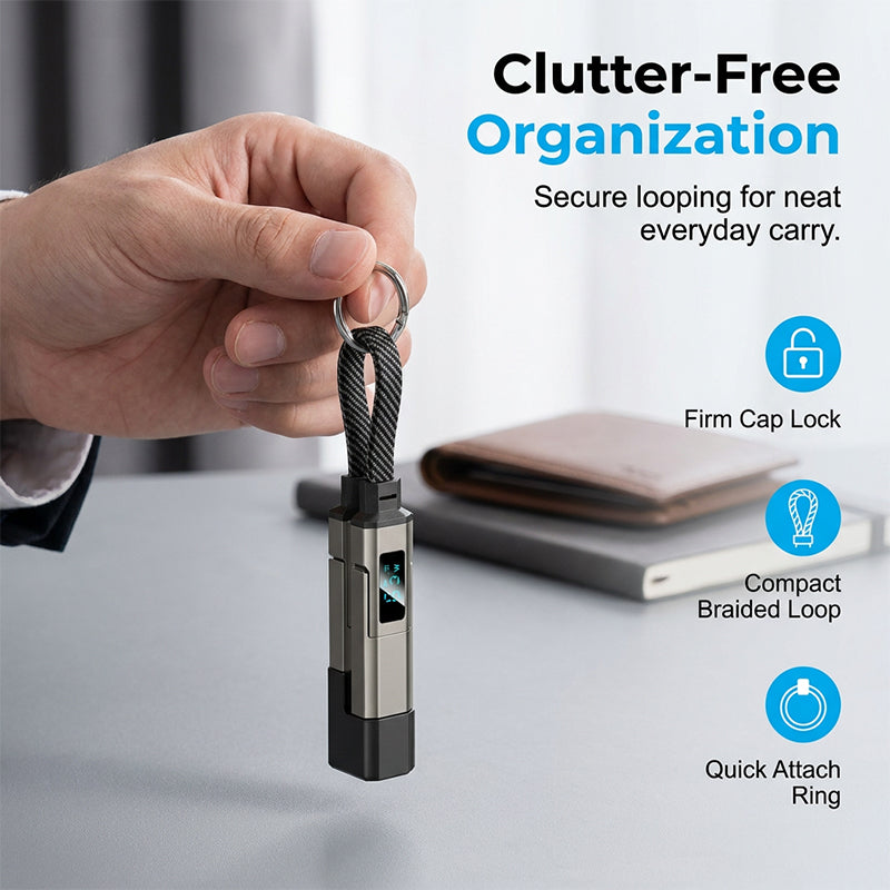 🔥HOT SALE 61% OFF🔥4-in-1 Digital Display Keychain Charging Cable