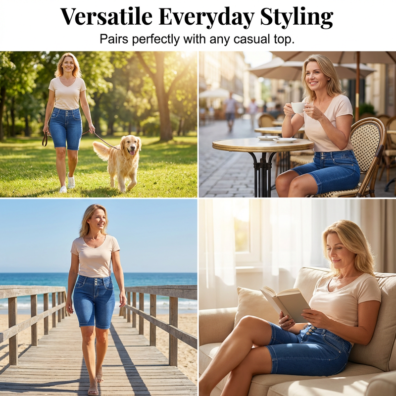 👖Women's High-Waist Stretch Denim Shorts That Actually Flatter Your Figure✨
