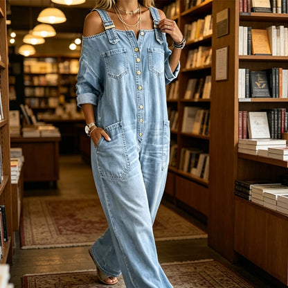 💙Loose Fit Wide-Leg Overall Jumpsuit With Pockets - Everyone’s Asking About👀