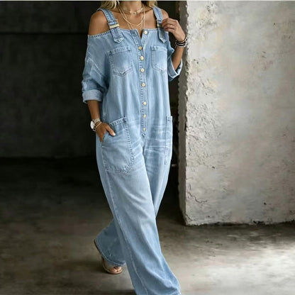 💙Loose Fit Wide-Leg Overall Jumpsuit With Pockets - Everyone’s Asking About👀
