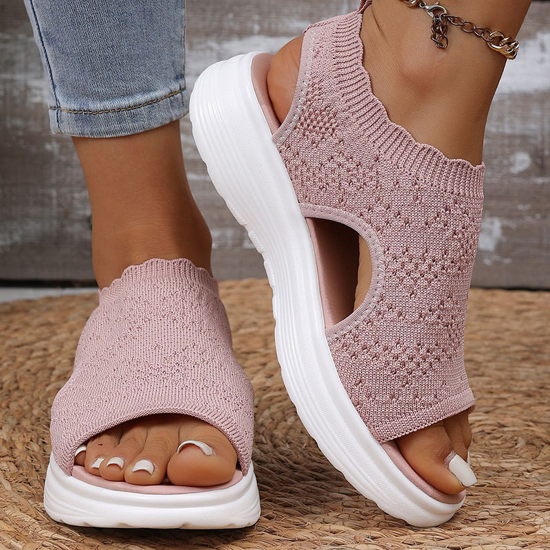 👡🌬️ Women's Breathable Knit Platform Sandals – Lightweight and Soft ✨