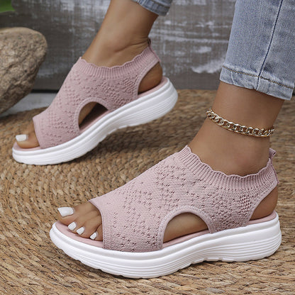 👡🌬️ Women's Breathable Knit Platform Sandals – Lightweight and Soft ✨