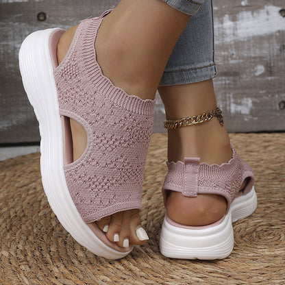 👡🌬️ Women's Breathable Knit Platform Sandals – Lightweight and Soft ✨