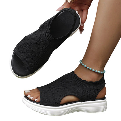 👡🌬️ Women's Breathable Knit Platform Sandals – Lightweight and Soft ✨