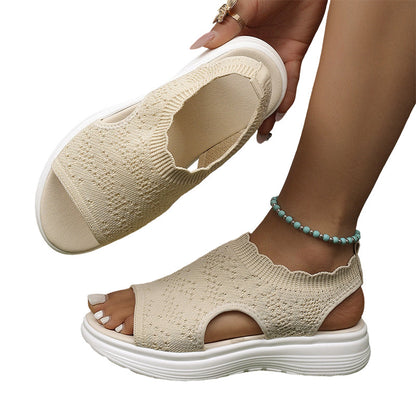 👡🌬️ Women's Breathable Knit Platform Sandals – Lightweight and Soft ✨