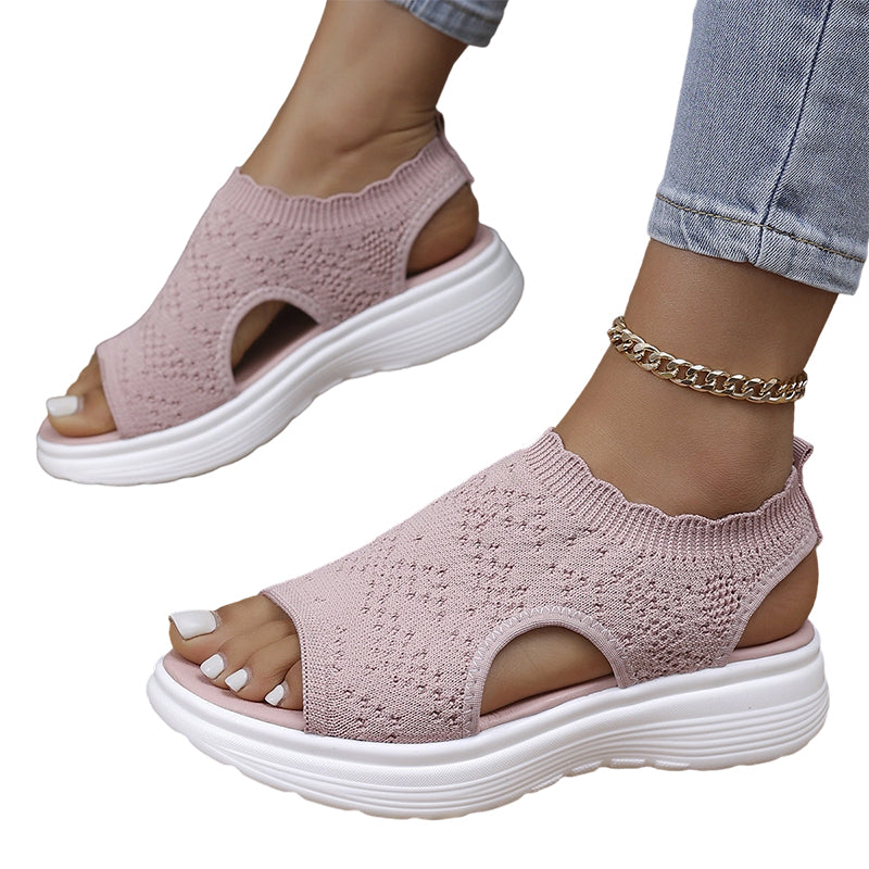 👡🌬️ Women's Breathable Knit Platform Sandals – Lightweight and Soft ✨