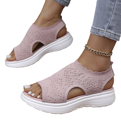 👡🌬️ Women's Breathable Knit Platform Sandals – Lightweight and Soft ✨