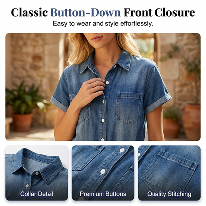 💥✨Limited-time 55% Off Special Offer - Women's Casual Short Sleeve Denim Romper