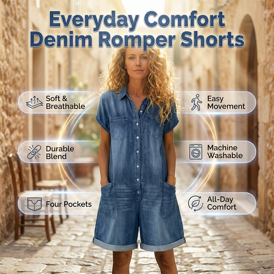 💥✨Limited-time 55% Off Special Offer - Women's Casual Short Sleeve Denim Romper
