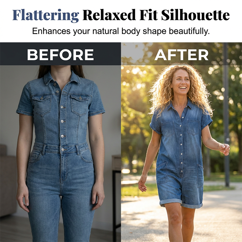💥✨Limited-time 55% Off Special Offer - Women's Casual Short Sleeve Denim Romper