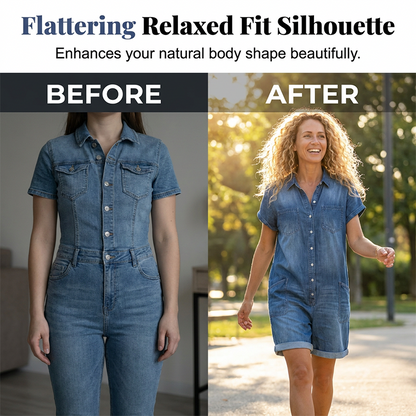 💥✨Limited-time 55% Off Special Offer - Women's Casual Short Sleeve Denim Romper