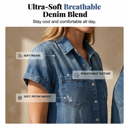💥✨Limited-time 55% Off Special Offer - Women's Casual Short Sleeve Denim Romper