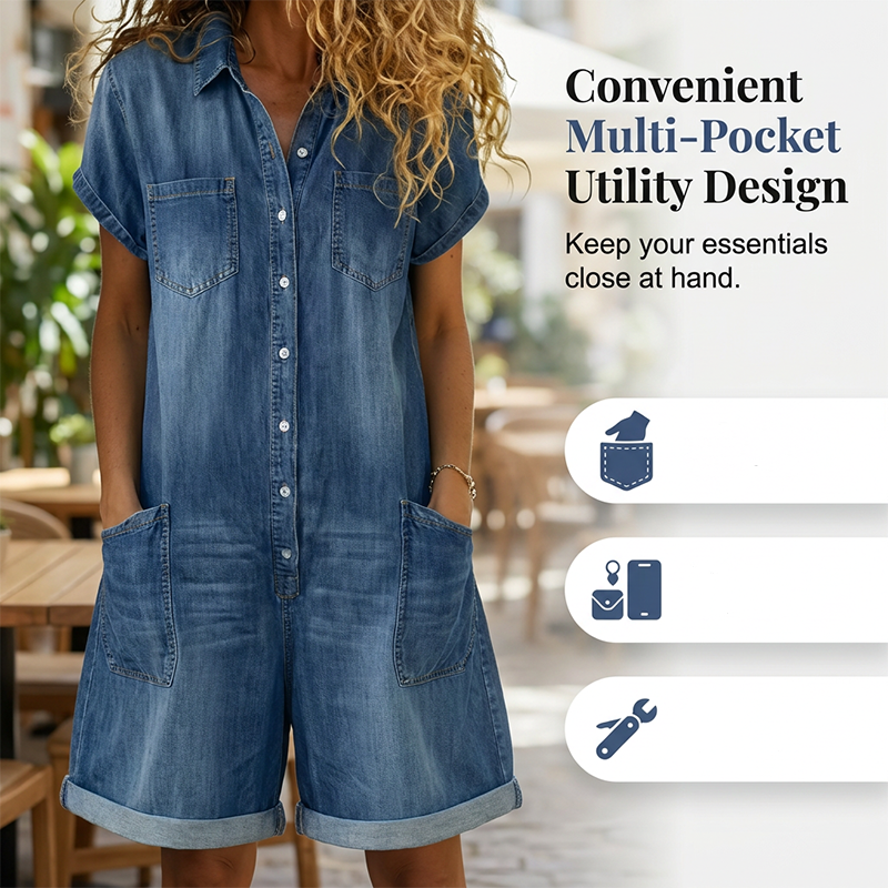 💥✨Limited-time 55% Off Special Offer - Women's Casual Short Sleeve Denim Romper