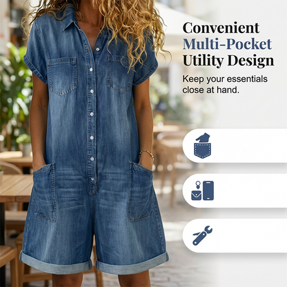 💥✨Limited-time 55% Off Special Offer - Women's Casual Short Sleeve Denim Romper