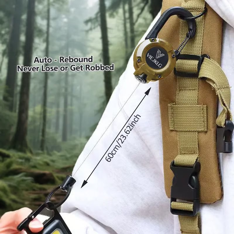 💥LAST DAY SALE 50%OFF💥🏆Retractable Carabiner Keychain 🎣 – 65cm Steel Cord, Heavy-Duty Badge Reel, Lightweight EDC Tool for Keys, ID & Outdoor Use