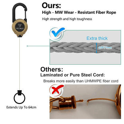 💥LAST DAY SALE 50%OFF💥🏆Retractable Carabiner Keychain 🎣 – 65cm Steel Cord, Heavy-Duty Badge Reel, Lightweight EDC Tool for Keys, ID & Outdoor Use