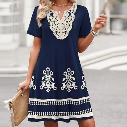 🌸Müheloses Sommer-Chic - Damen lässiges böhmisches Kleid mit Blumenmuster🌞💃